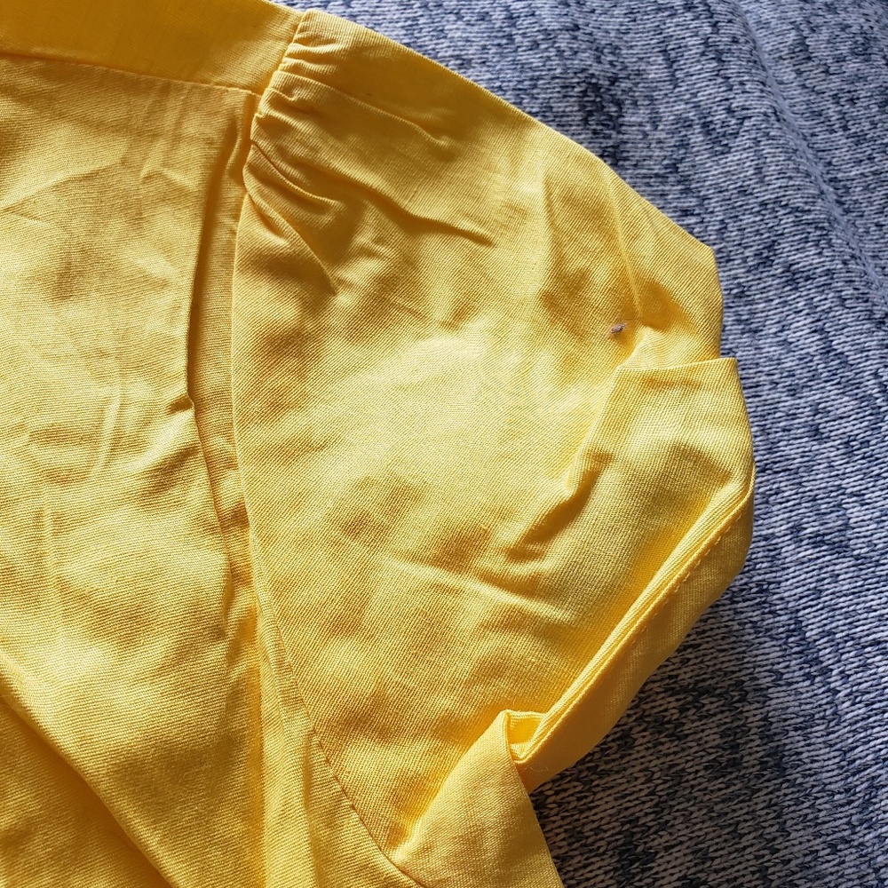 Yellow Ruffle Button Down Blouse - Picture 4 of 5